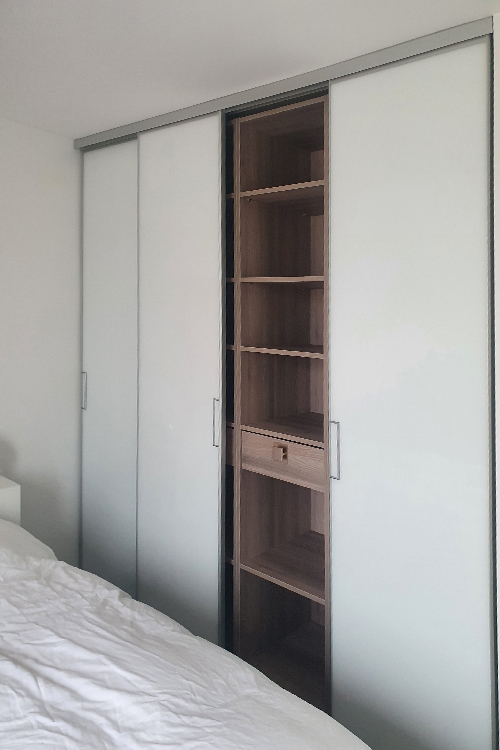 Ensemble 4 portes de placard coulissantes Verre laqué blanc - 3/3