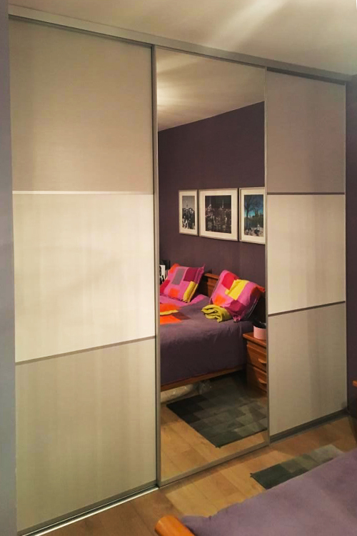 2 portes coulissantes Ivoire griffé/Gloss/Miroir - 2/2