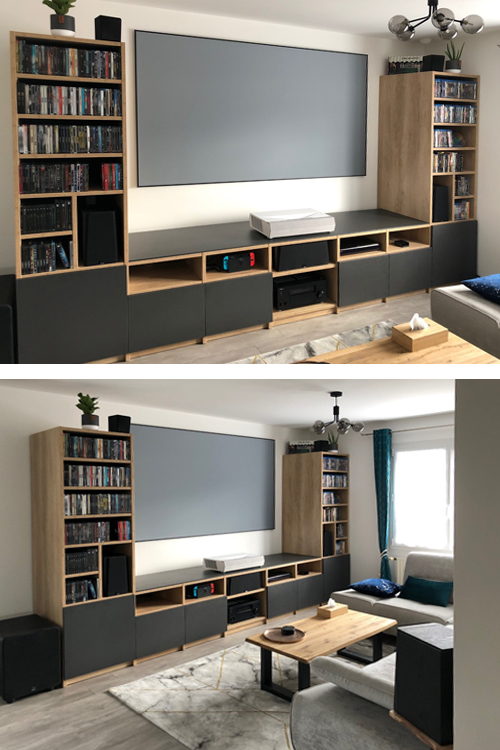 Meuble TV + 2 colonnes : Chêne naturel / Anthracite structuré - 2/2